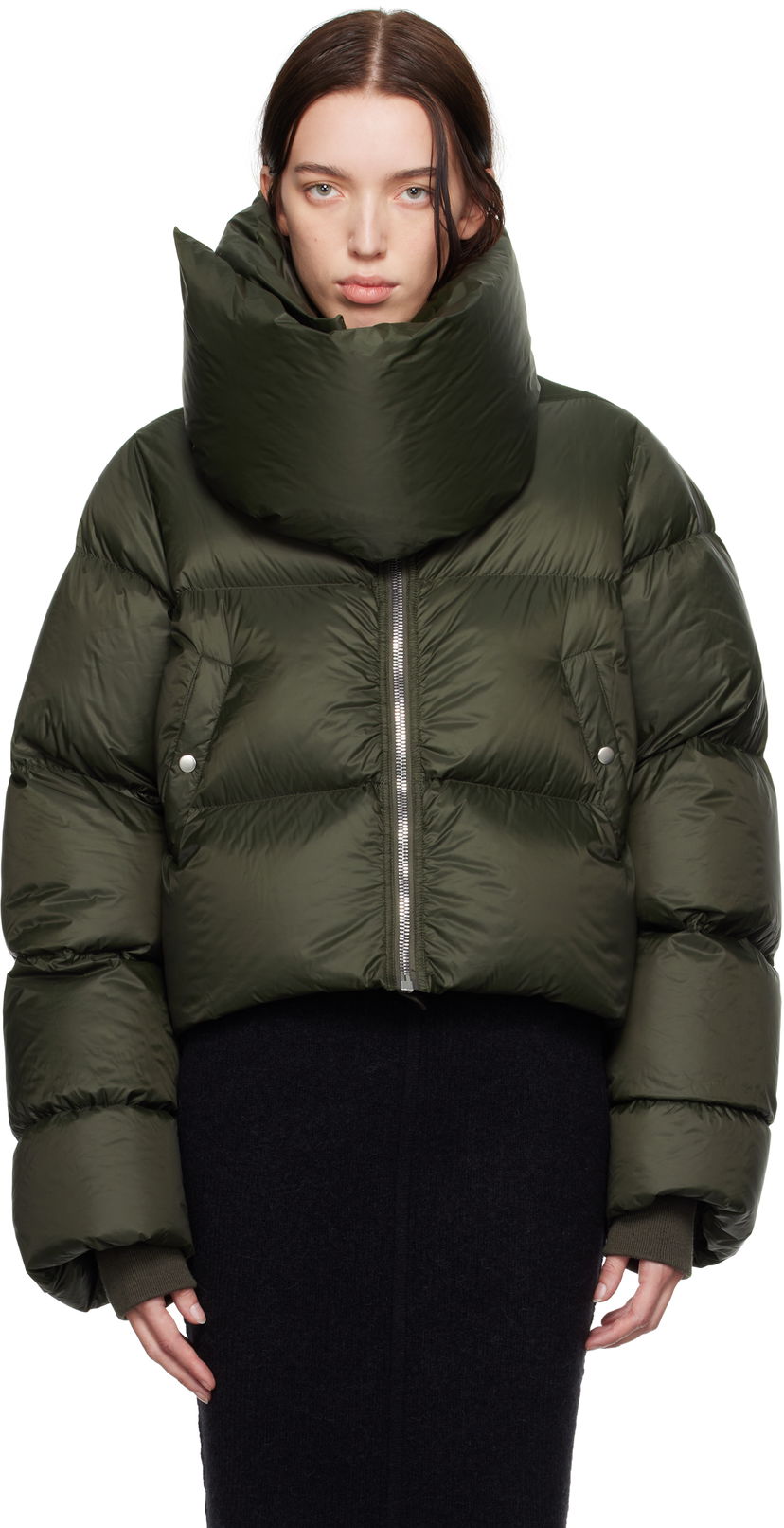 Pernata jakna Rick Owens Funnel Neck Down Zelena | RO02D3774 NPD3