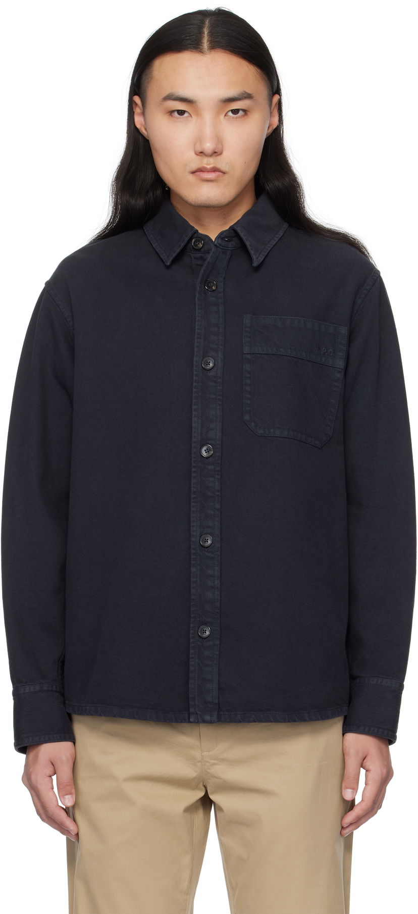 Košulja A.P.C. Chest Pocket Overshirt Tamnoplava | COGZV-H02918