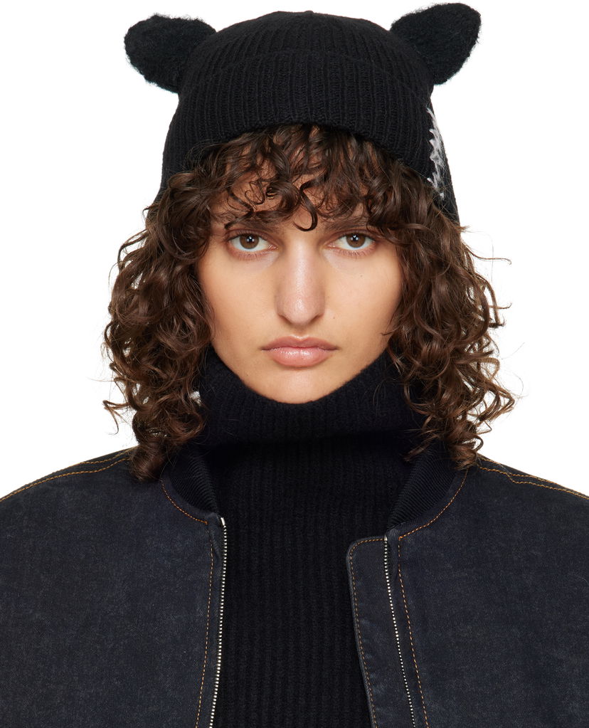 Kapica Marni Wool & Mohair Ears Beanie Crna | CLZC0154Q0 UFH948