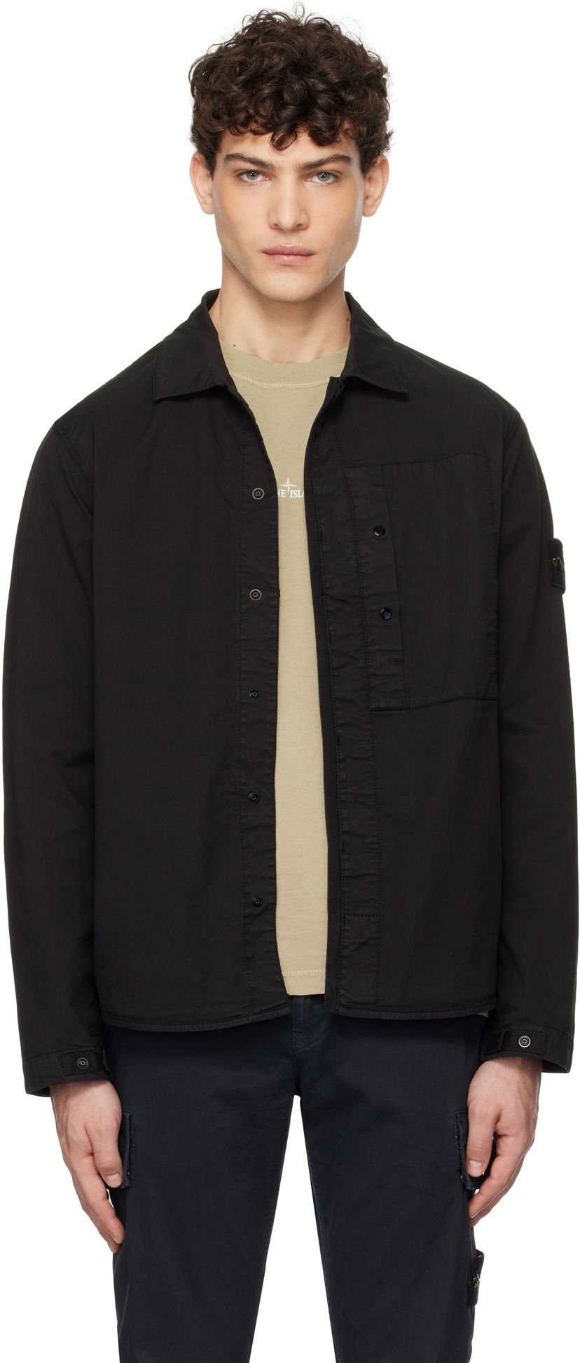 Košulja Stone Island Stone Island Supima Cotton Twill Stretch-TC Overshirt Crna | K1S15 1200033 S0010