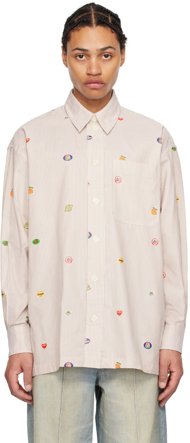 Košulja KENZO Paris Fruit Stickers Shirt Bež | FE55CH5079A1