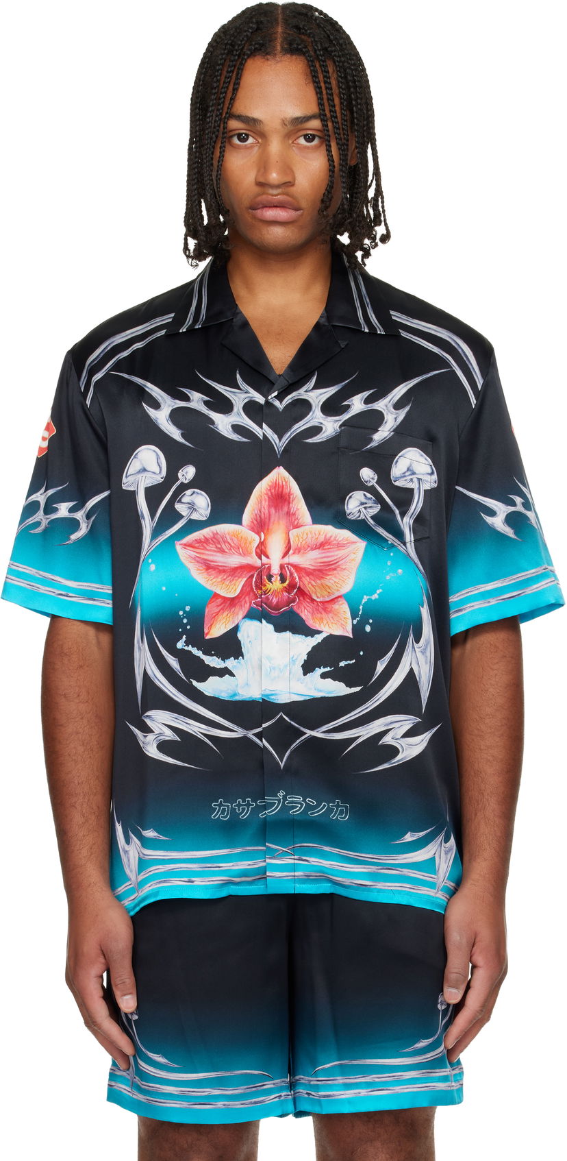 Košulja Casablanca Casablanca Blades Orchid Mushroom Gradient Short Sleeve Silk Satin Shirt Višebojno | M-AW25-SH-003-03