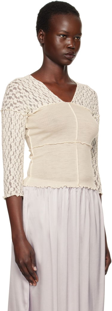 Crop top Baserange Nehru Long Sleeve T-Shirt Bijela | TONLS-LA-SP25, 1