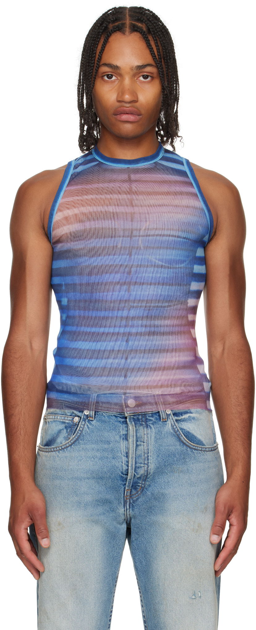 Majica bez rukava Jean Paul Gaultier Jean Paul Gaultier 'The Air' Striped Tank Top Plava | 25/03-W-TO332-M005P-565034