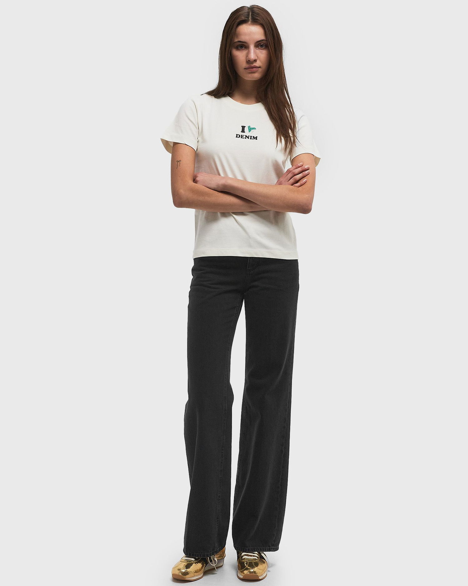 Majica kratkih rukava CLOSED Printed T-Shirt with Denim Graphic Bijela | C95621-44H-PR-218, 1