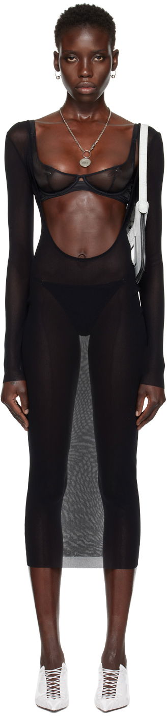 Haljina Jean Paul Gaultier Jean Paul Gaultier Shayne Oliver Edition Mesh Midi Dress Crna | 24/27-F-RO187I-T001-0000