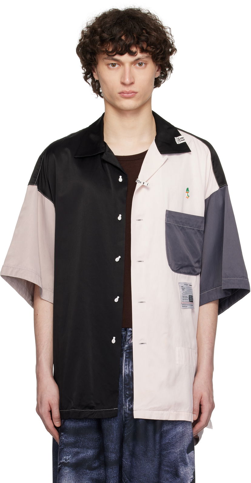 Košulja Maison MIHARA YASUHIRO MIHARA YASUHIRO Crazy Pattern Short-Sleeve Shirt Crna | J14SH185