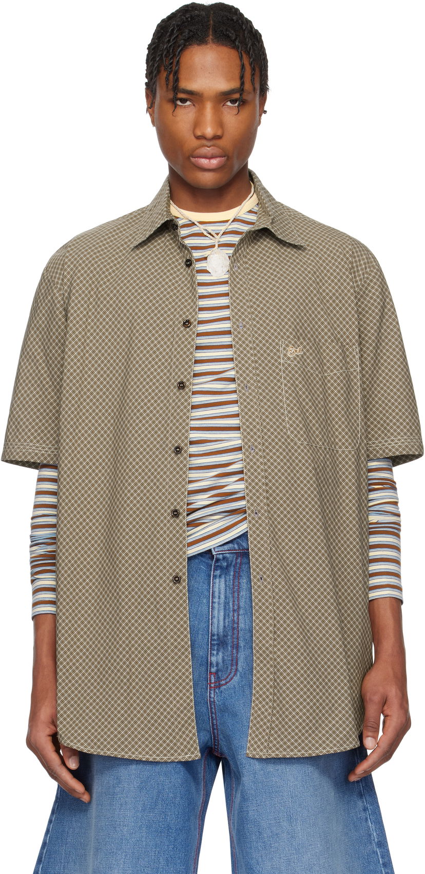 Košulja ERL ERL Mini Plaid Short Sleeve Shirt Zelena | ERL10B011