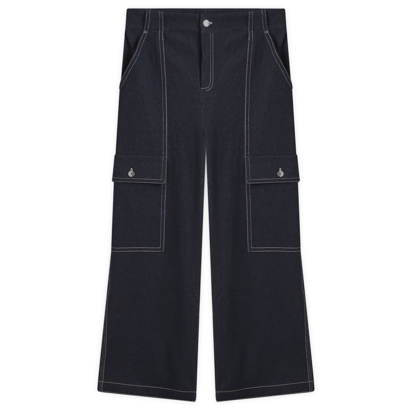 Cargo hlače Max Mara Max Mara Colle Cargo Wide-Leg Jeans, Size Large Tamnoplava | 2511781028600-Indigo