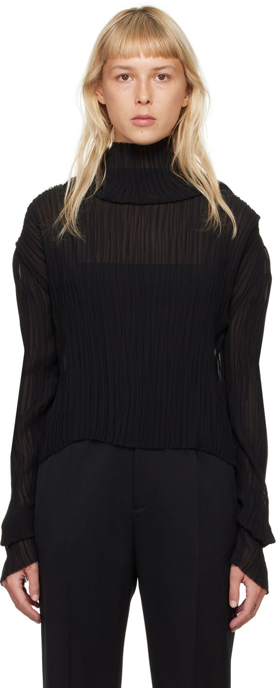 Džemper Maison Margiela MM6 Pleated Turtleneck Crna | S52NH0012 S78565