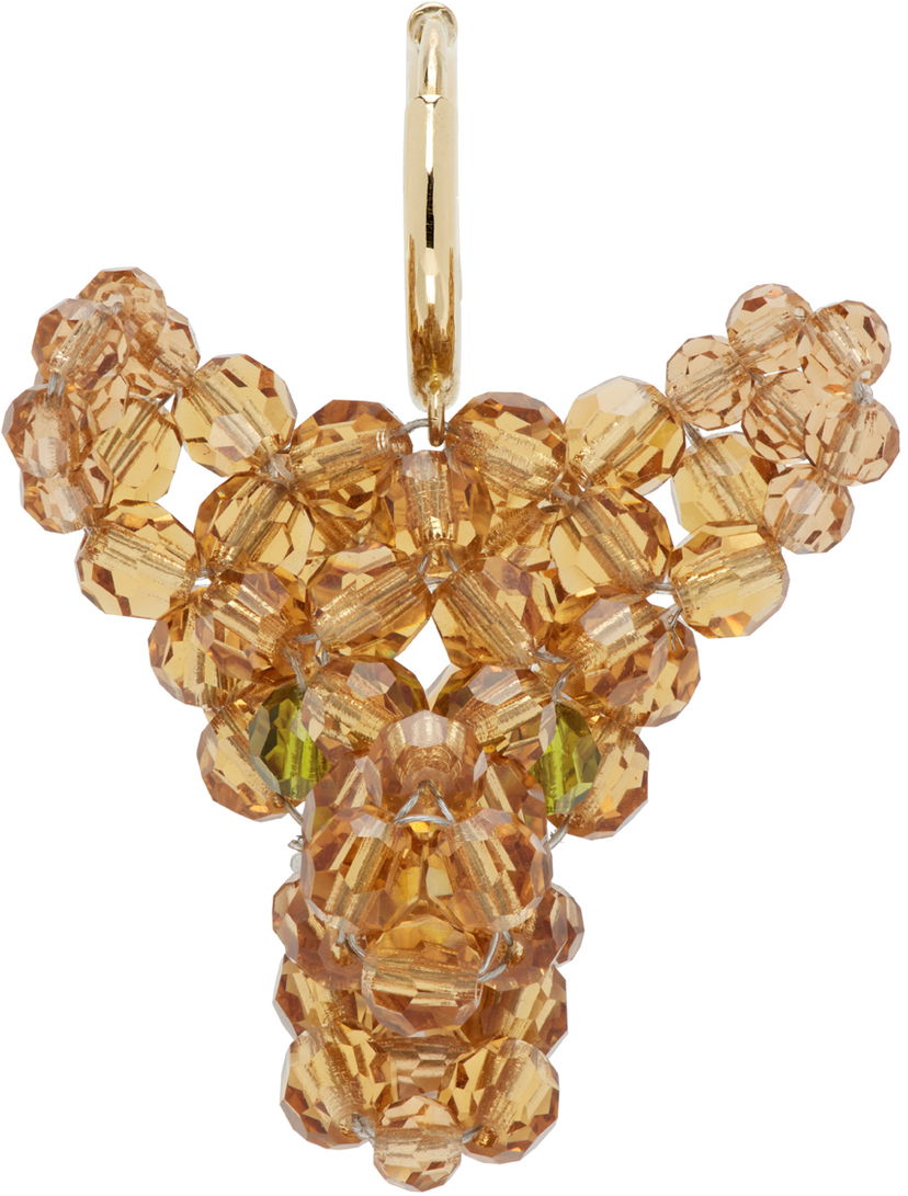 Naušnice Simone Rocha Simone Rocha Creature Trophy Head Beaded Single Earring Žuta | ERG511-M 0903