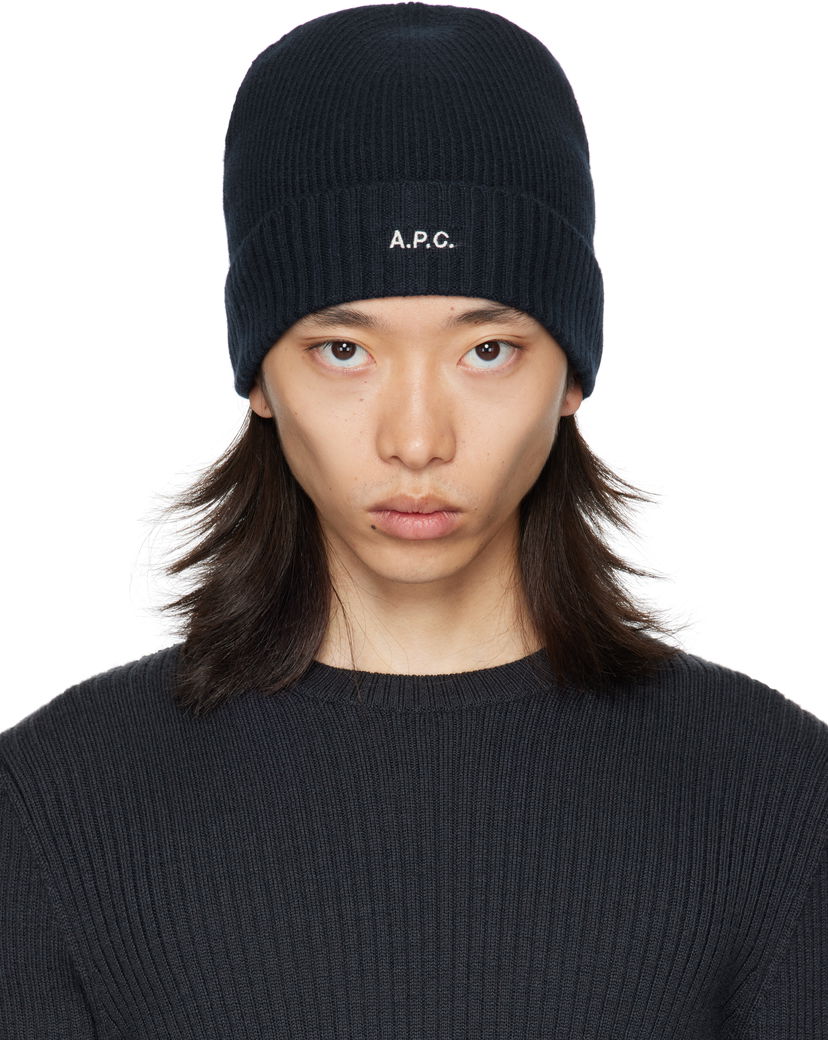 Kapica A.P.C. A.P.C. Colin Ribbed Knit Beanie Crna | WVBCZ-M25091