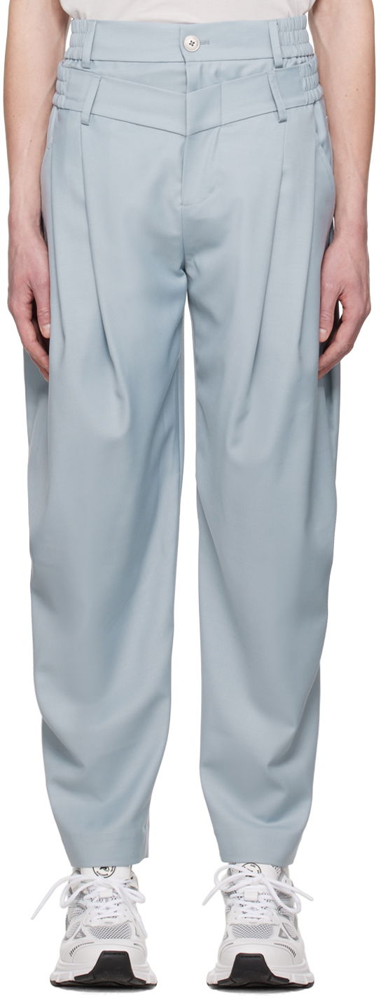 Hlače Feng Chen Wang Feng Chen Wang Double Waistband Trousers Plava | FUS15TR05
