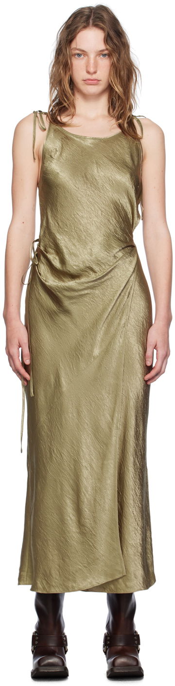 Haljina Acne Studios Khaki Wrap Maxi Dress Zelena | A20752-
