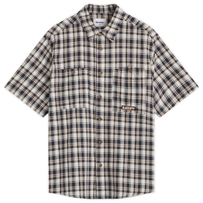 Košulja Butter Goods Butter Goods Asymmetrical Short Sleeve Shirt Bež | BG251403-BLU