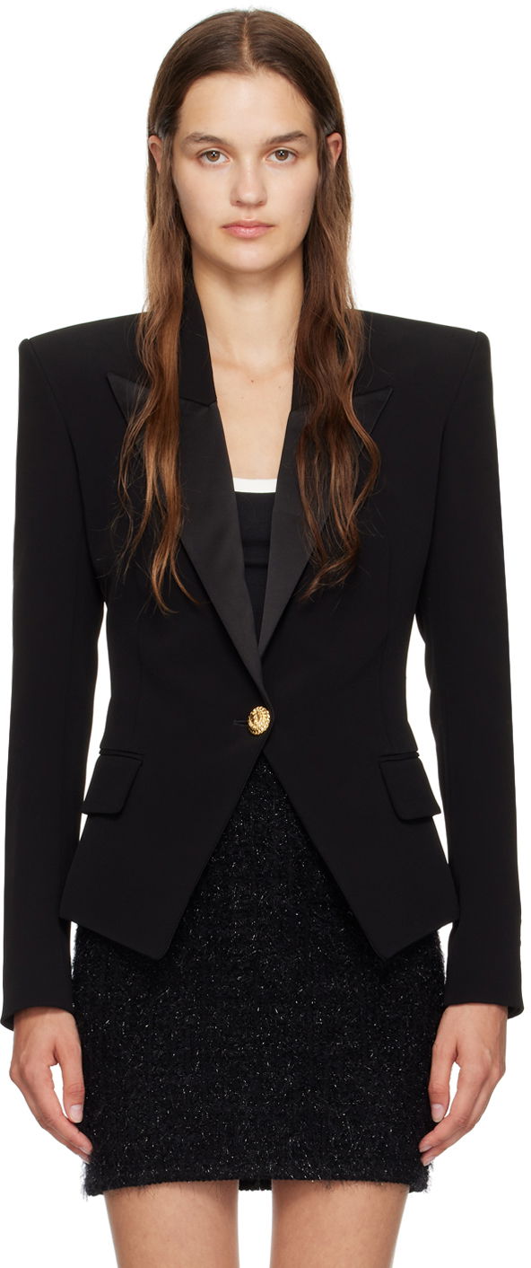 Jakna Balmain Single-Button Satin-Lapel Blazer Crna | DF1SE059VB00
