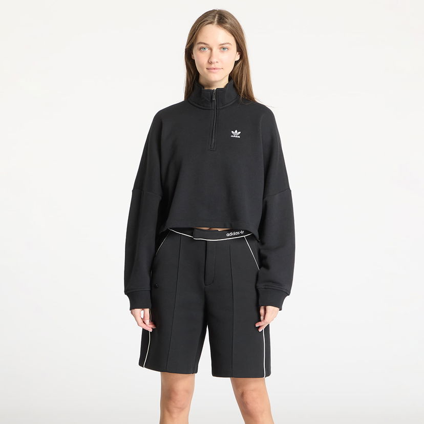 Dukserice adidas Originals Essentials French Terry Half Zip Sweatshirt Crna | IW5726