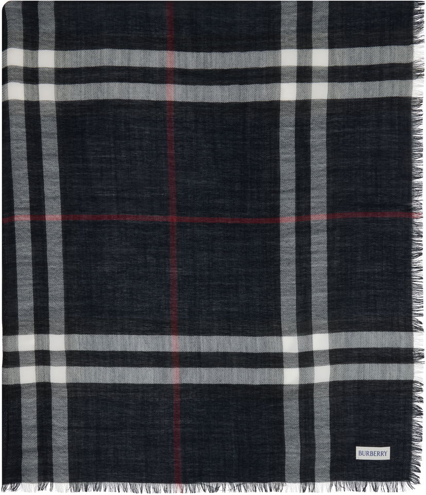 Šal Burberry Burberry Wide Check Wool Scarf Tamnoplava | 8110470
