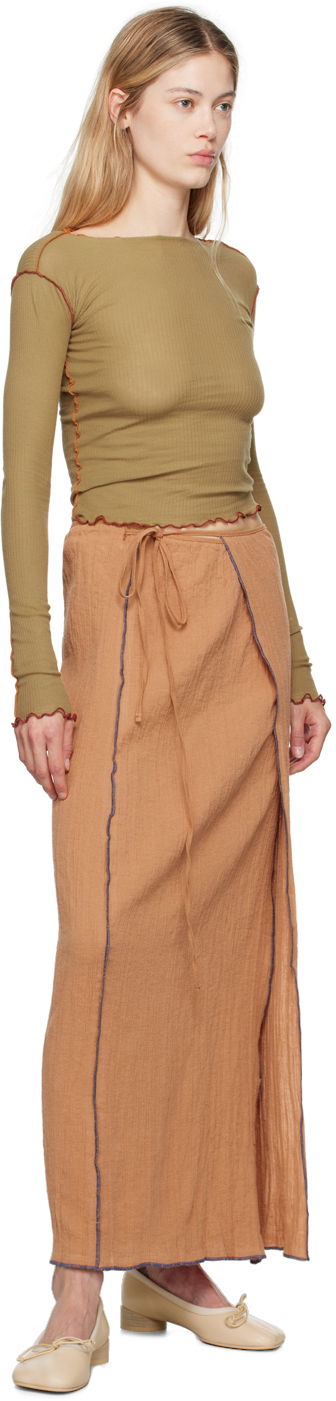 Suknja Baserange Maxi Skirt with Front Slits Bež | SKSKW-CL-AU24, 3