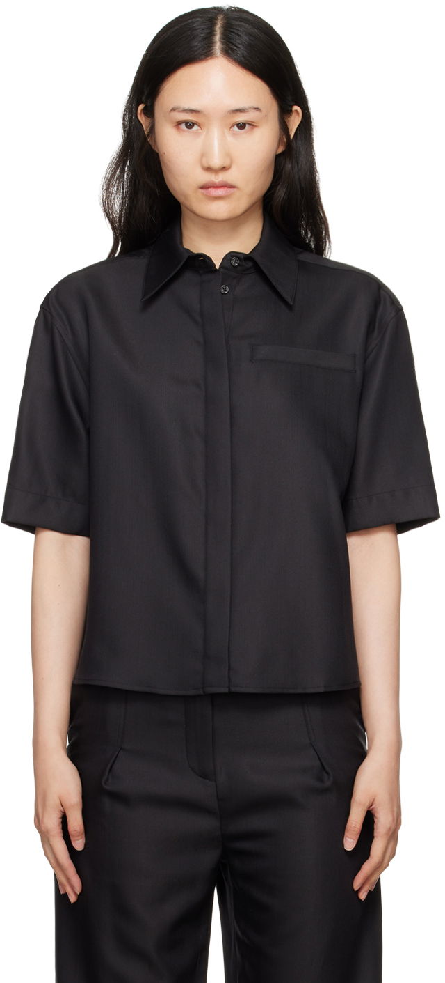 Košulja Loulou de Saison Loulou de Saison Idana Short Sleeve Shirt Crna | IDANA