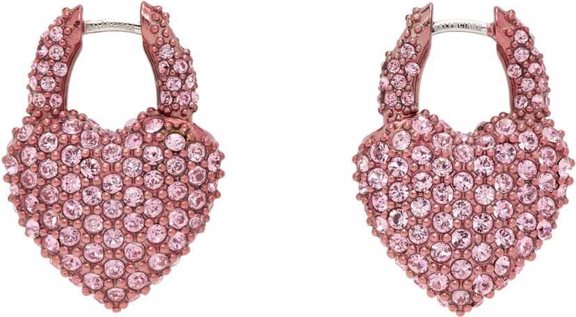 Naušnice Balenciaga Balenciaga Minnie Heart Crystal Earrings Ružičasta | 811879 TZ63V