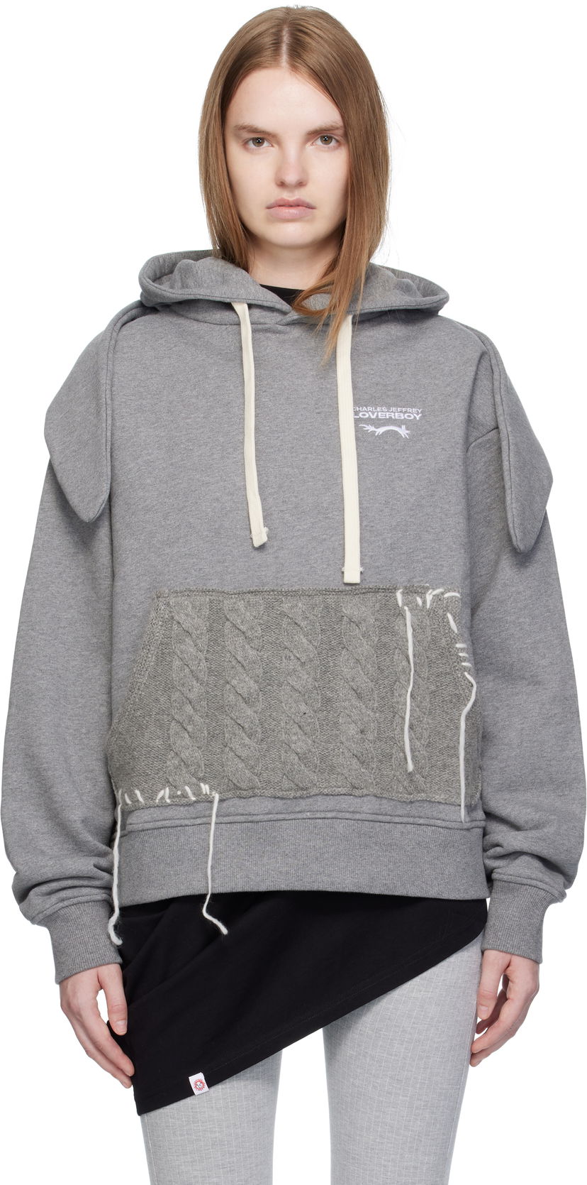 Dukserice Charles Jeffrey Loverboy Charles Jeffrey LOVERBOY Patch Rabbit Ears Hoodie Siva | 52081002