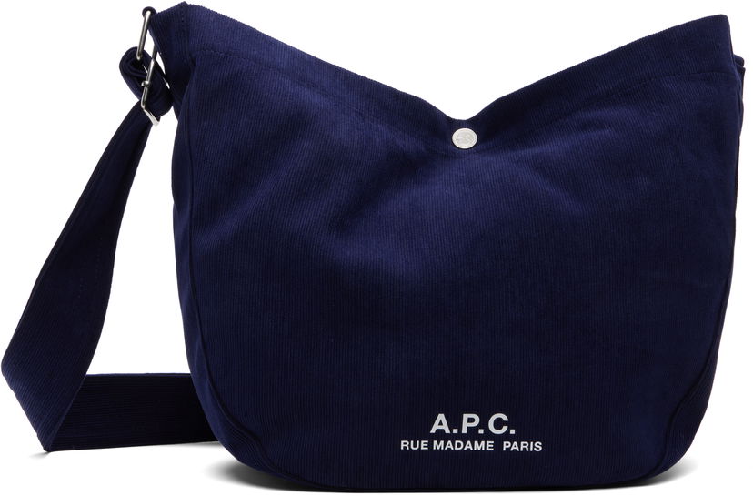 Torba za rame A.P.C. A.P.C. Journal Corduroy Satchel Tamnoplava | PSALI-M61939