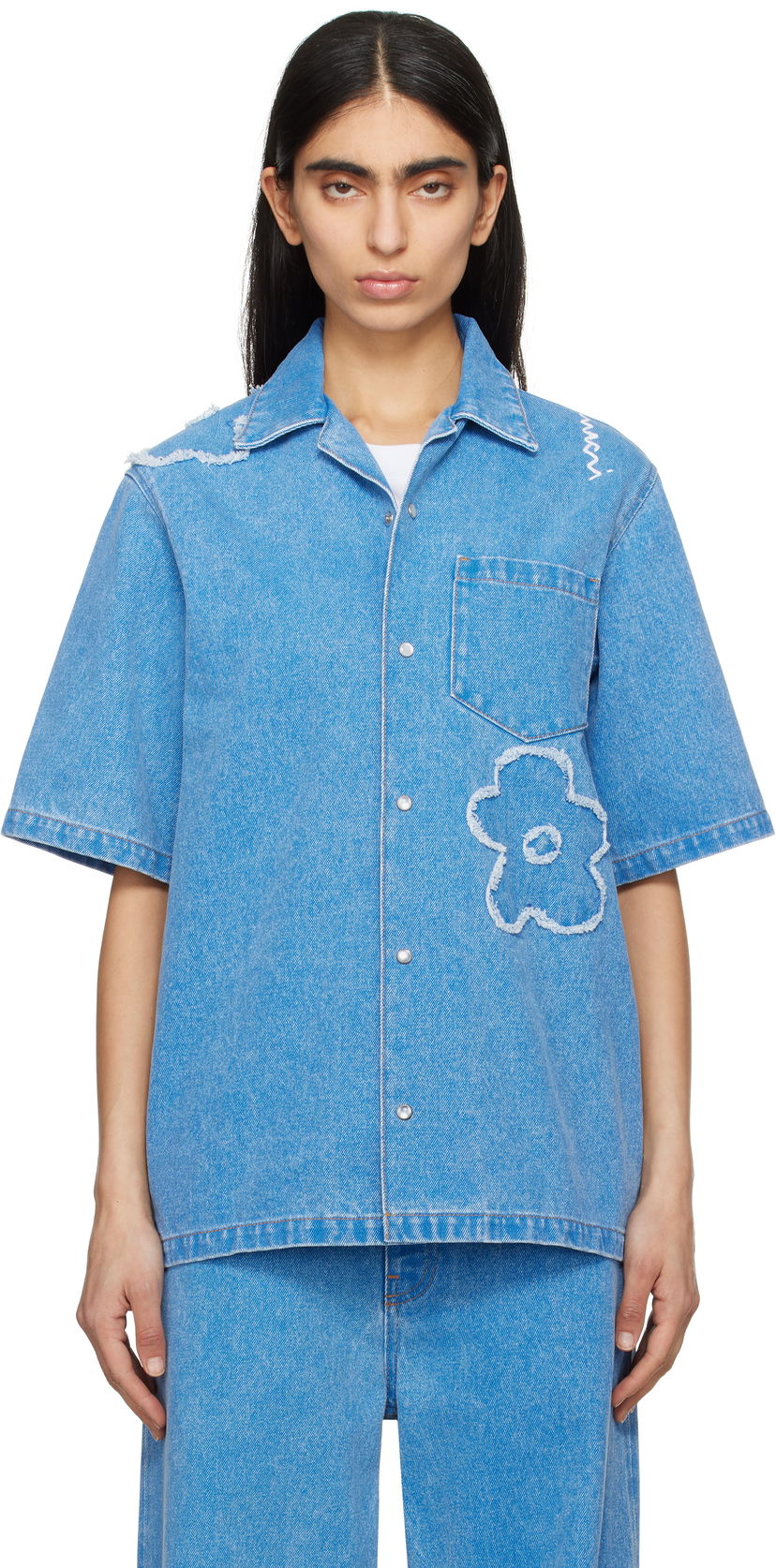 Košulja Marni Marni Patched Denim Shirt Plava | CAJD0614QS USCX34