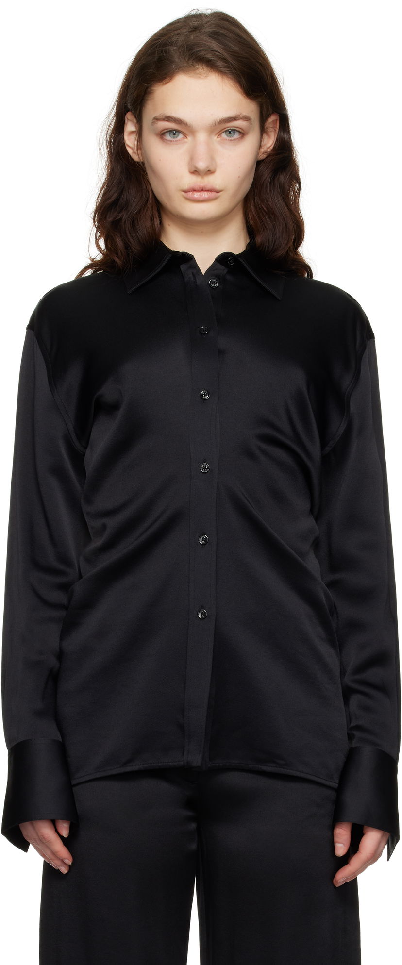Košulja TOTEME TOTEME Slouch Waist Button-Down Shirt Crna | 251-WRT4282-FB0344