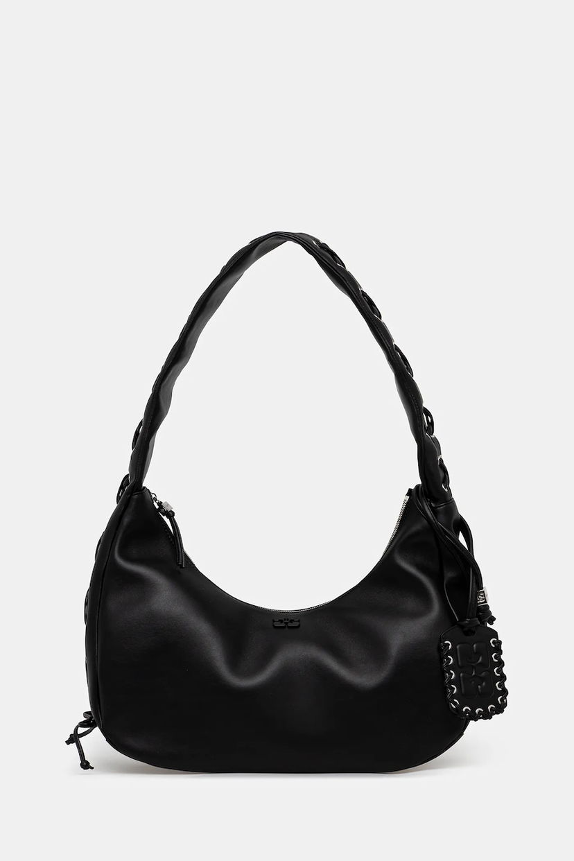 Ručna torbica GANNI Hobo Bag Medium Laces Crna | A7295