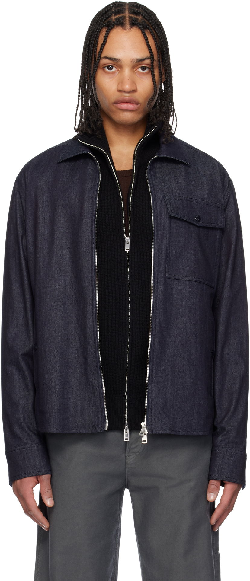 Jakna Moncler Moncler Long Sleeve Zip-Up Denim Jacket Plava | K10912F00017M6688