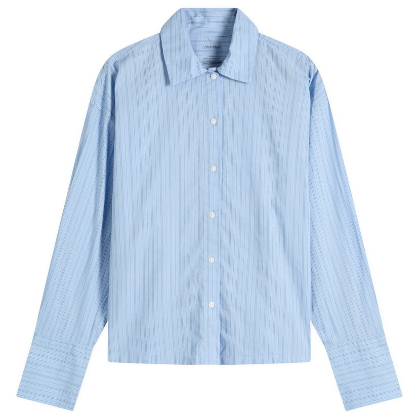 Košulja CALVIN KLEIN Calvin Klein Cotton Poplin Sleep Shirt, Size Large Plava | 000QS7243E2S3