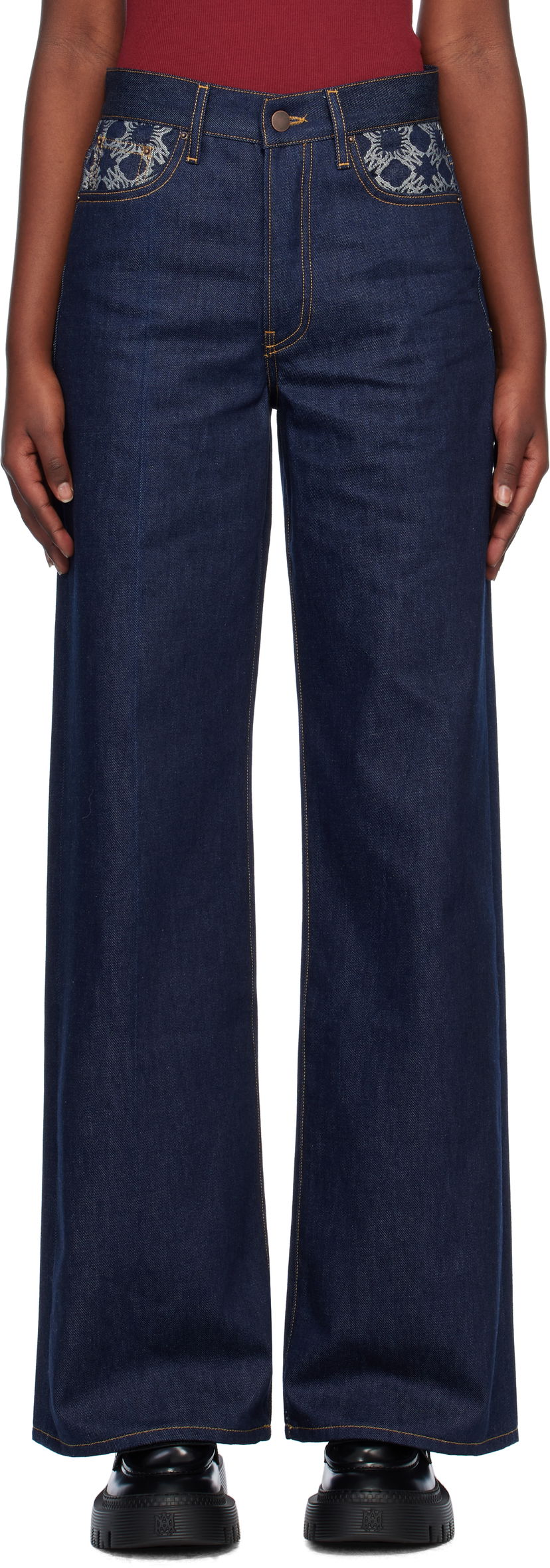 Jeans AMIRI 'MA' Quad High Rise Wide Leg Jeans Plava | AWDNGG1006