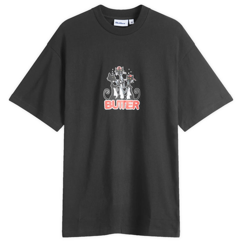 Majica kratkih rukava Butter Goods Cats Black T-Shirt Crna | BGQ4240259-BLK