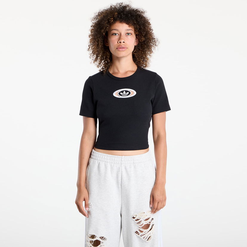 Crop top adidas Originals adidas Originals Campus 2000 Rib Crop T-Shirt Crna | KC8804