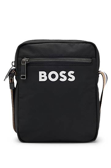 Torba za rame BOSS BOSS Crossbody Bag with Signature-Stripe Strap Crna | 50511961
