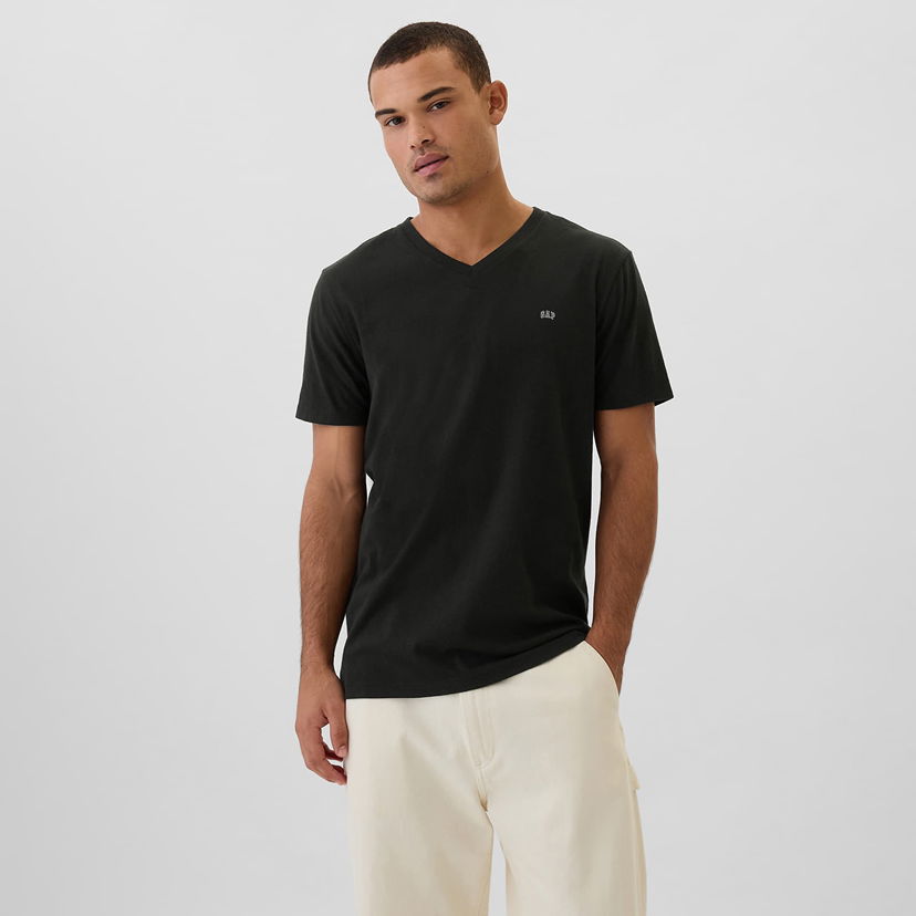 Majica kratkih rukava GAP T-shirt Micro Logo Vneck Tee True Black S Crna | 502020-03