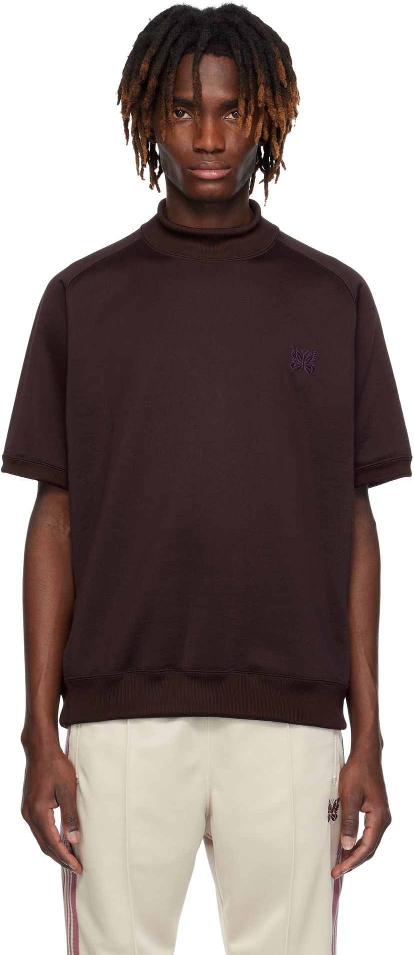 Džemper Needles Needles Mock Neck T-Shirt Smeđa | QV339