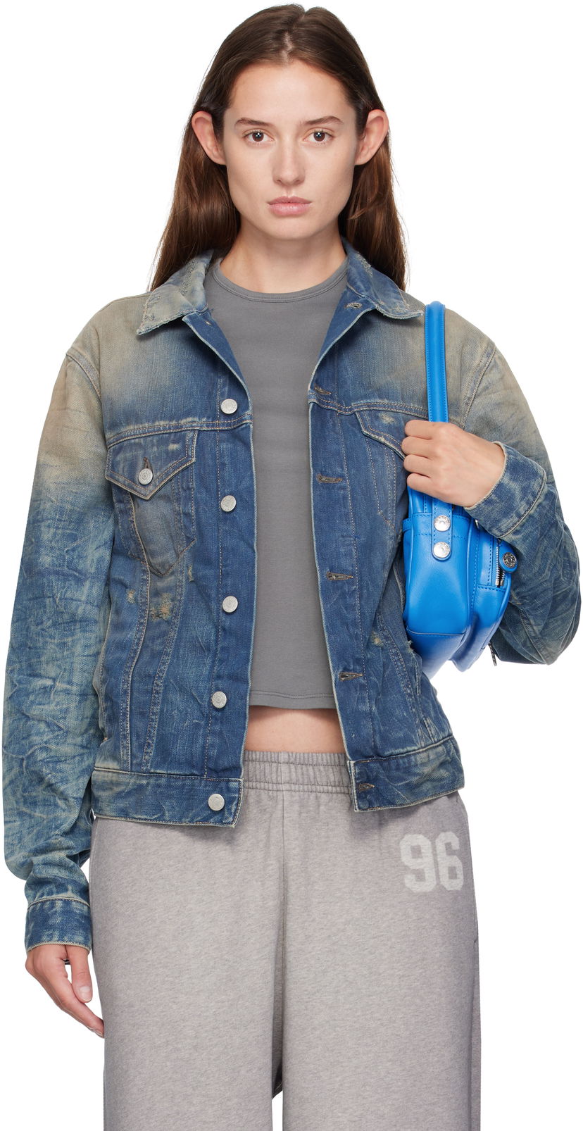 Jakna Acne Studios Acne Studios Distressed Denim Jacket Plava | C90196-