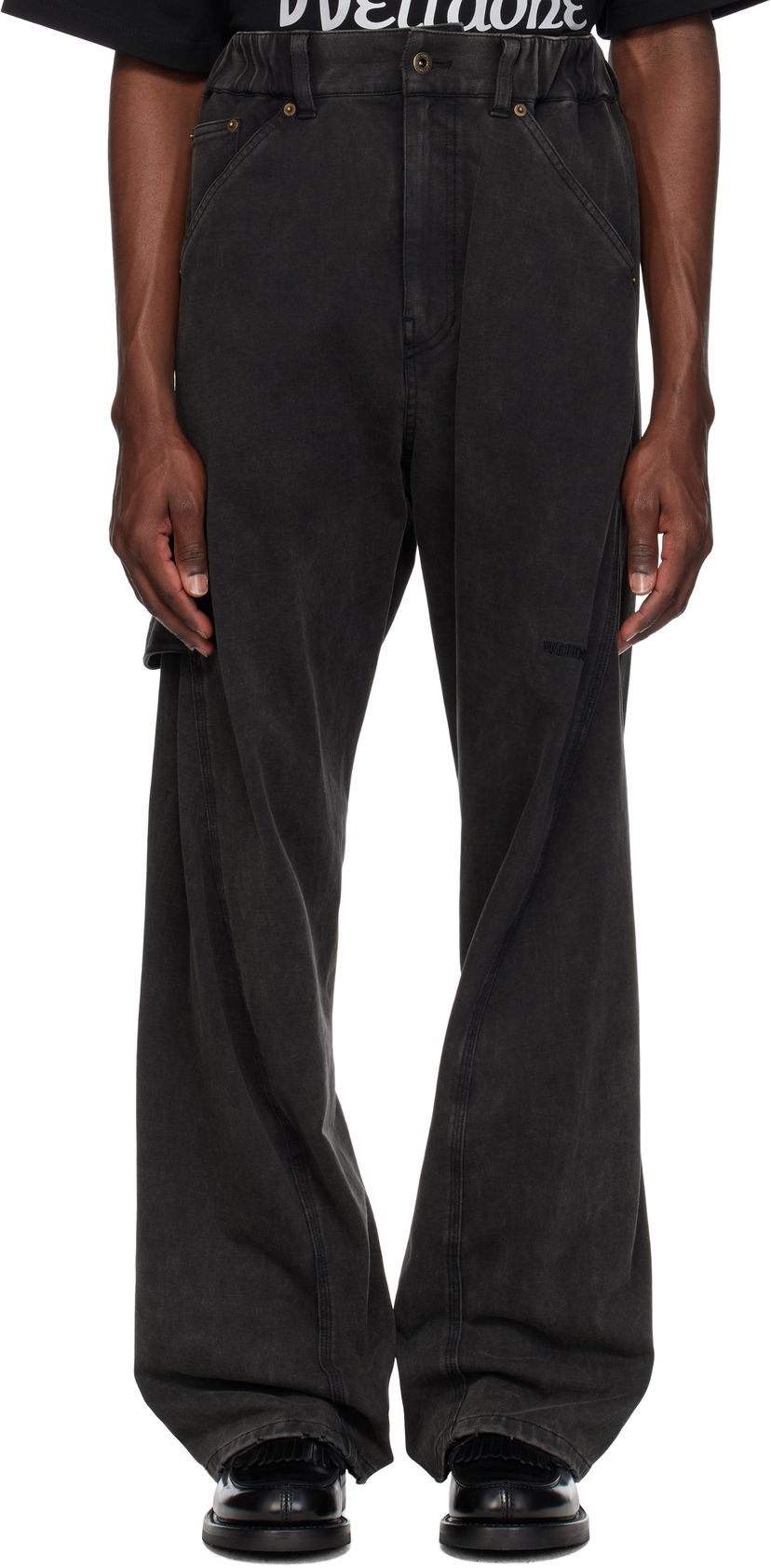 Cargo hlače We11done We11done Twisted Work Trousers Crna | WD-TA0-25-723-U-BK