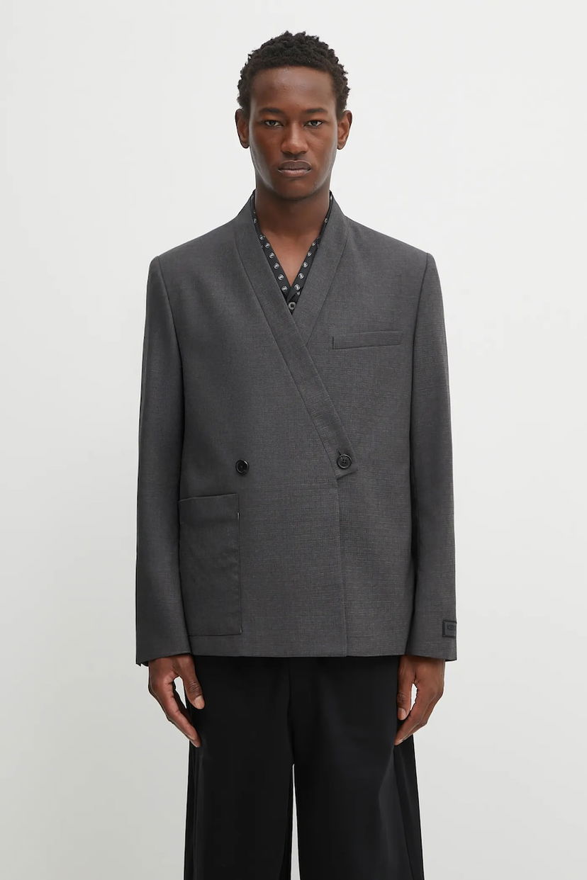 Jakna KENZO Kenzo Weave Adjusted Kimono Tailored Blazer Siva | FF65VE1459ID