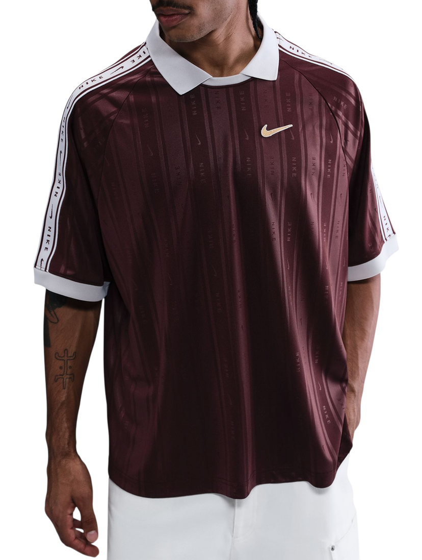 Polo majica Nike Sportwear Vertical Stripe Polo Shirt with Taped Sleeves Tamnocrvena | ih4292-652