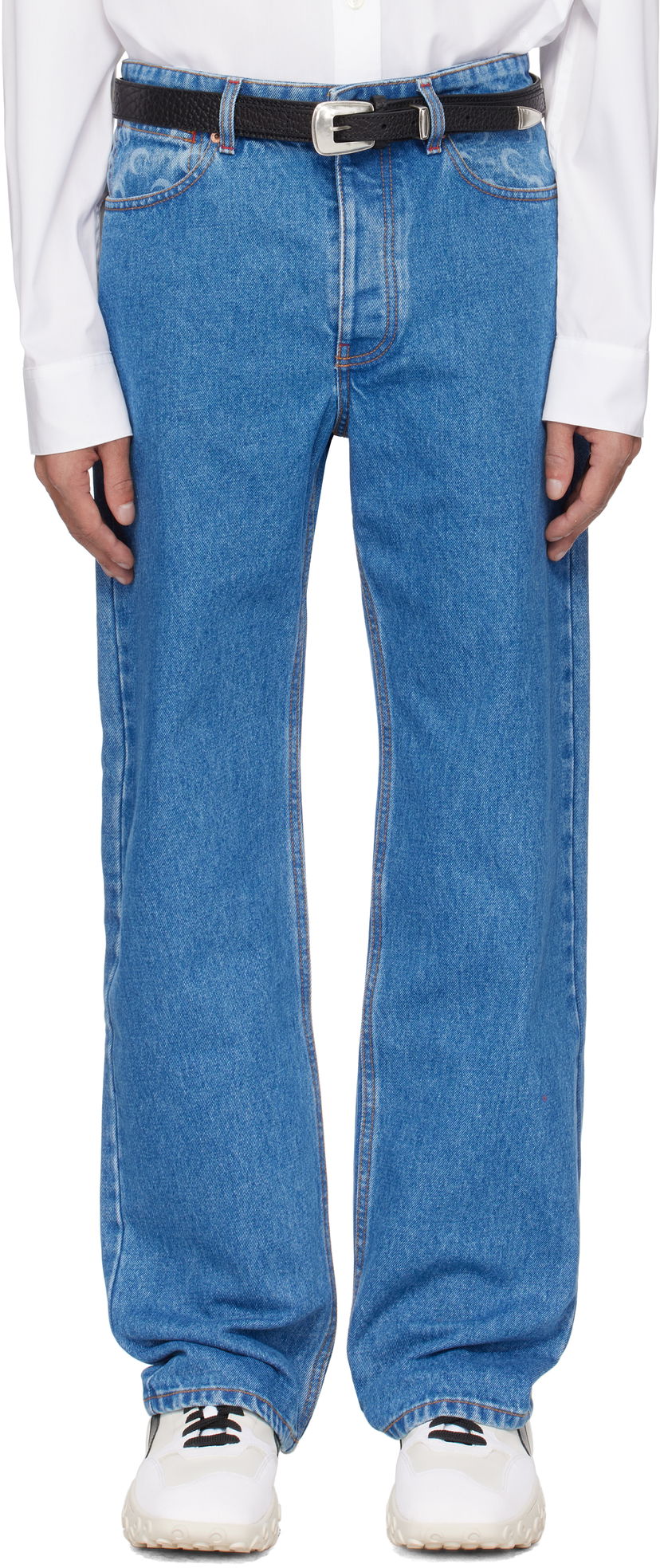 Jeans Marine Serre Marine Serre Moon Laser Loose Denim Jeans Plava | MPA066A CDEN0002