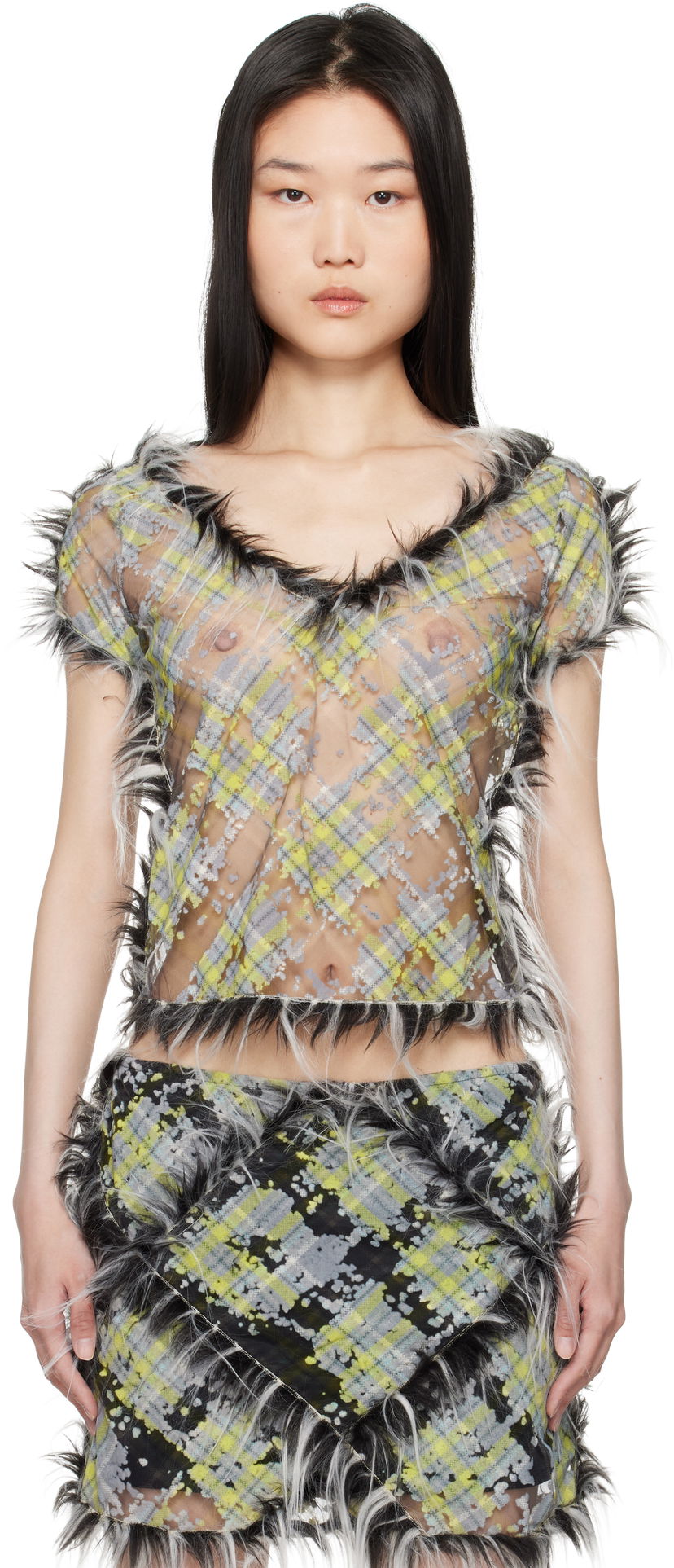 Majica bez rukava Diesel Sheer Plaid Print T-shirt Zelena | A16506 0CLBX