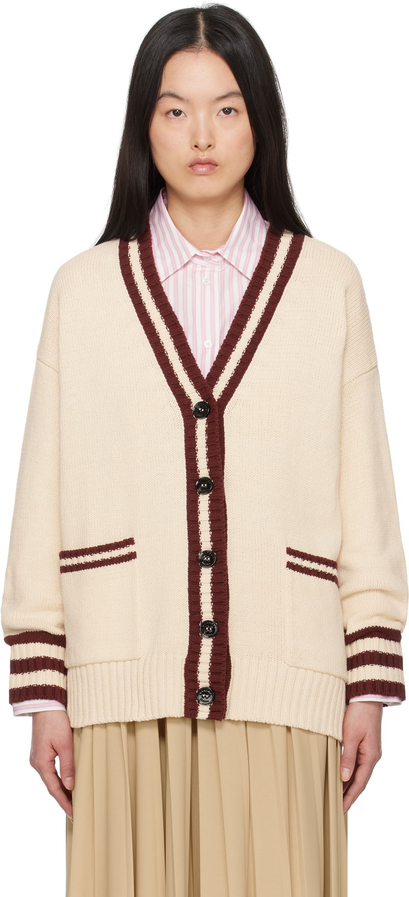 Džemper Max Mara Weekend Max Mara Vicolo Knit Cardigan Bež | 2515341061600