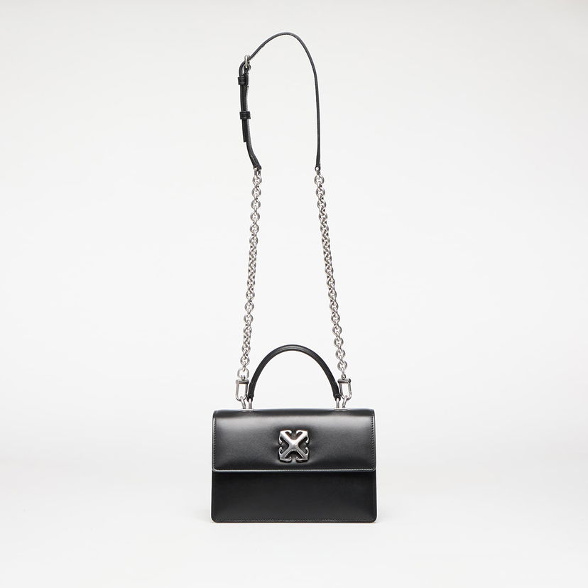 Ručna torbica Off-White Jitney 1.4 Black Leather Top Handle Bag Crna | OWNP050C99LEA0011072