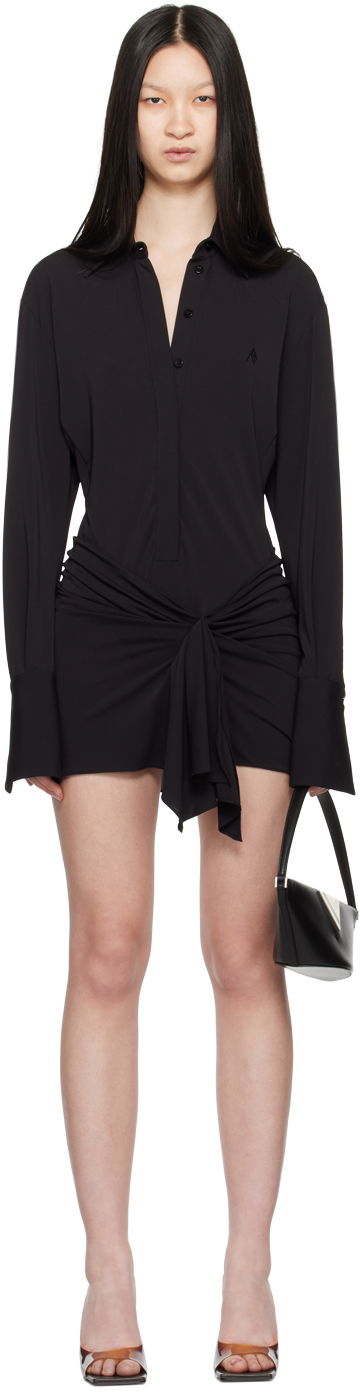 Haljina The Attico Attico Draped Mini Dress Crna | 248WCA306 A014