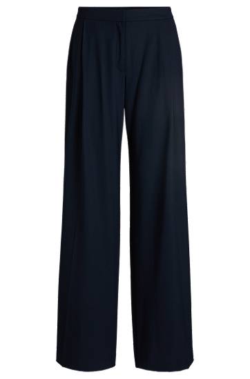 Hlače BOSS Regular-Fit Pleated Trousers Tamnoplava | 50530103