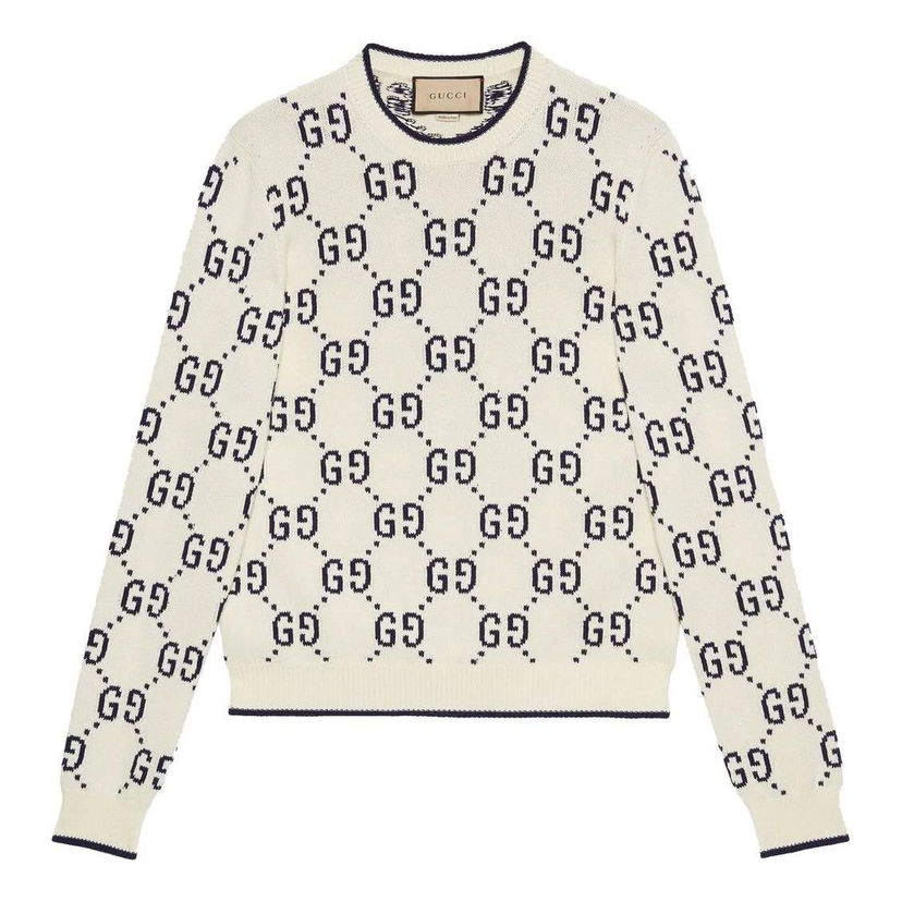 Džemper Gucci Gucci GG Cotton Knit Sweater Bijela | 694767-XKCDF-9145