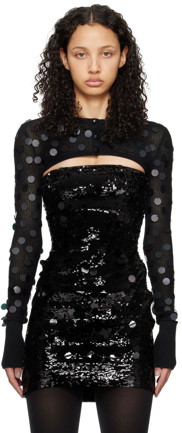 Haljina GUIZIO Guizio Paillette Micro Bolero Cardigan Crna | R24611S003